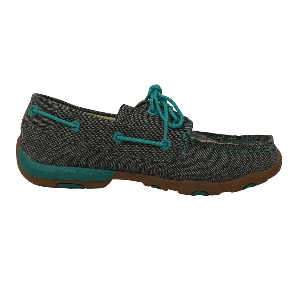 Twisted X Blue Tweed Boat Shoe Driving Mocs‎ Loafers Womens 8